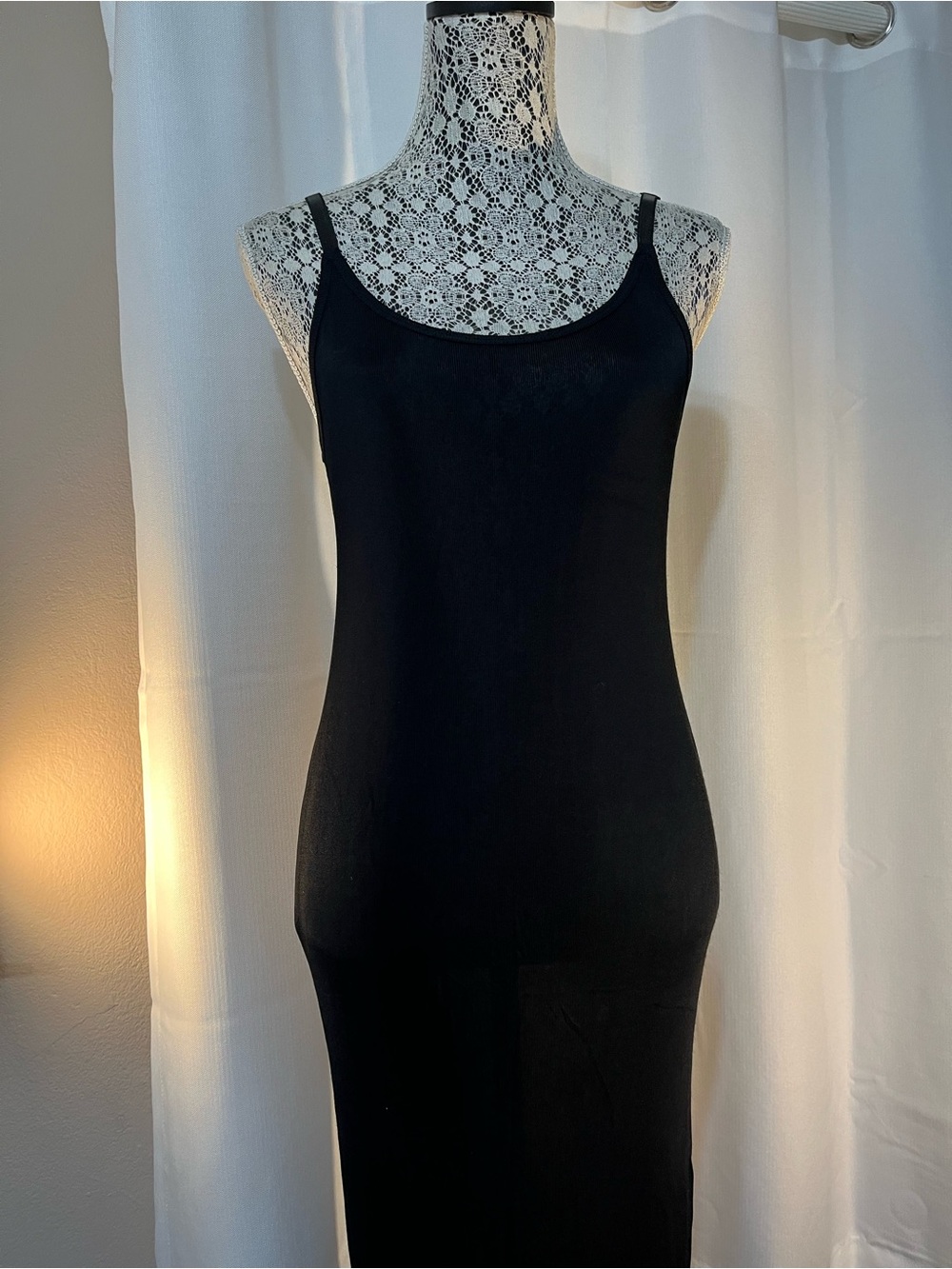 Classic Black Maxi Slip Dress — Women's Simple Sleeveless Dress